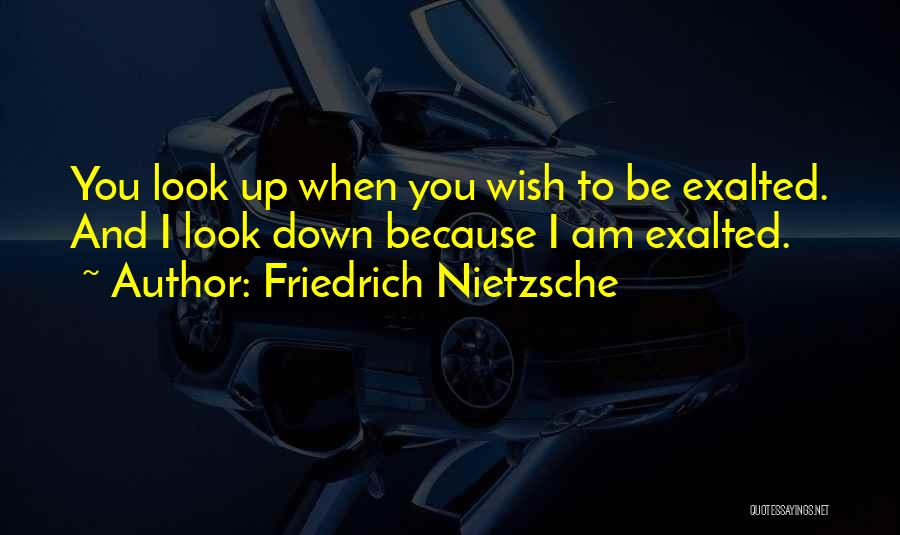 Friedrich Nietzsche Quotes: You Look Up When You Wish To Be Exalted. And I Look Down Because I Am Exalted.