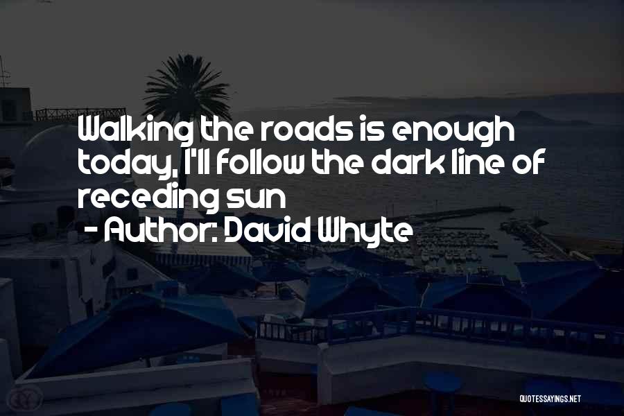 David Whyte Quotes: Walking The Roads Is Enough Today, I'll Follow The Dark Line Of Receding Sun