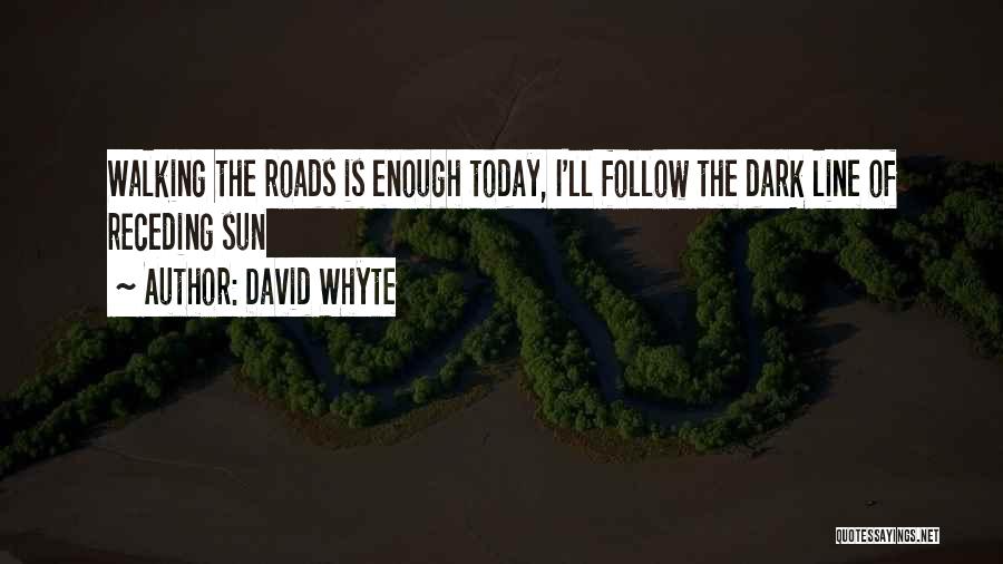 David Whyte Quotes: Walking The Roads Is Enough Today, I'll Follow The Dark Line Of Receding Sun