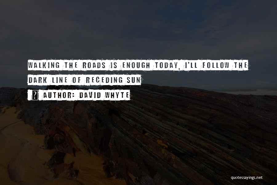 David Whyte Quotes: Walking The Roads Is Enough Today, I'll Follow The Dark Line Of Receding Sun