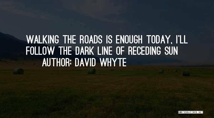 David Whyte Quotes: Walking The Roads Is Enough Today, I'll Follow The Dark Line Of Receding Sun