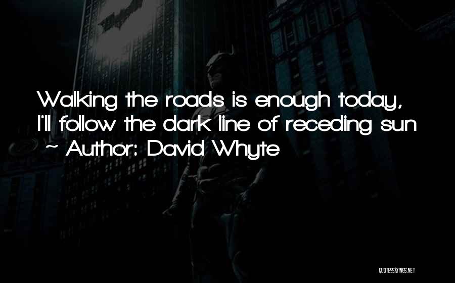 David Whyte Quotes: Walking The Roads Is Enough Today, I'll Follow The Dark Line Of Receding Sun