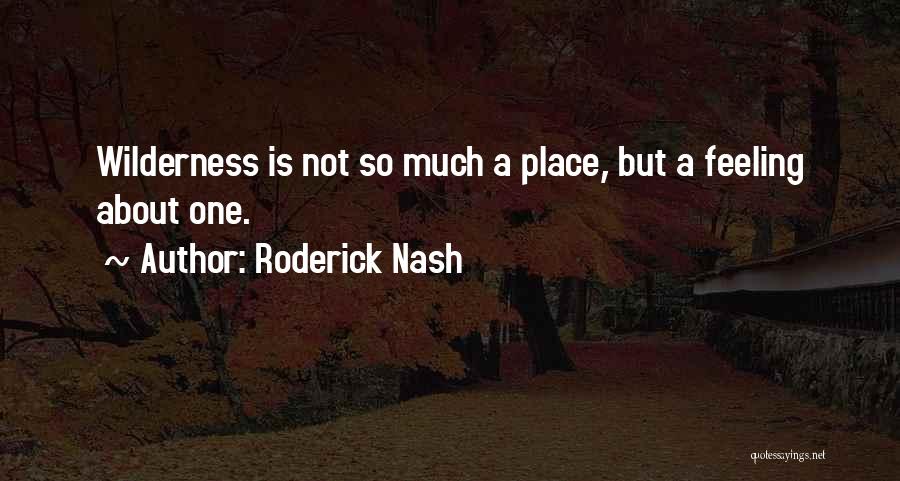 Roderick Nash Quotes: Wilderness Is Not So Much A Place, But A Feeling About One.