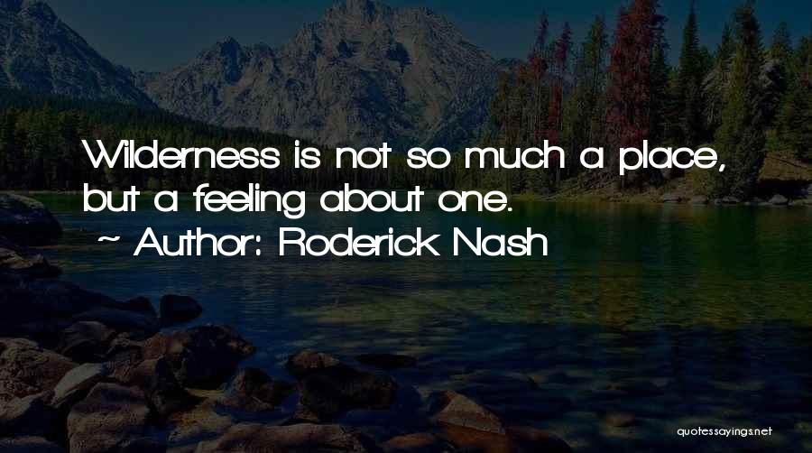 Roderick Nash Quotes: Wilderness Is Not So Much A Place, But A Feeling About One.