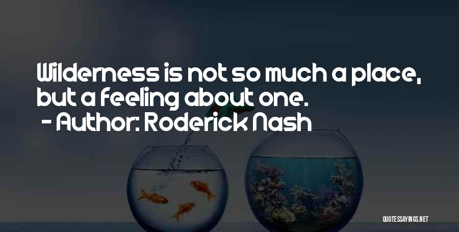 Roderick Nash Quotes: Wilderness Is Not So Much A Place, But A Feeling About One.