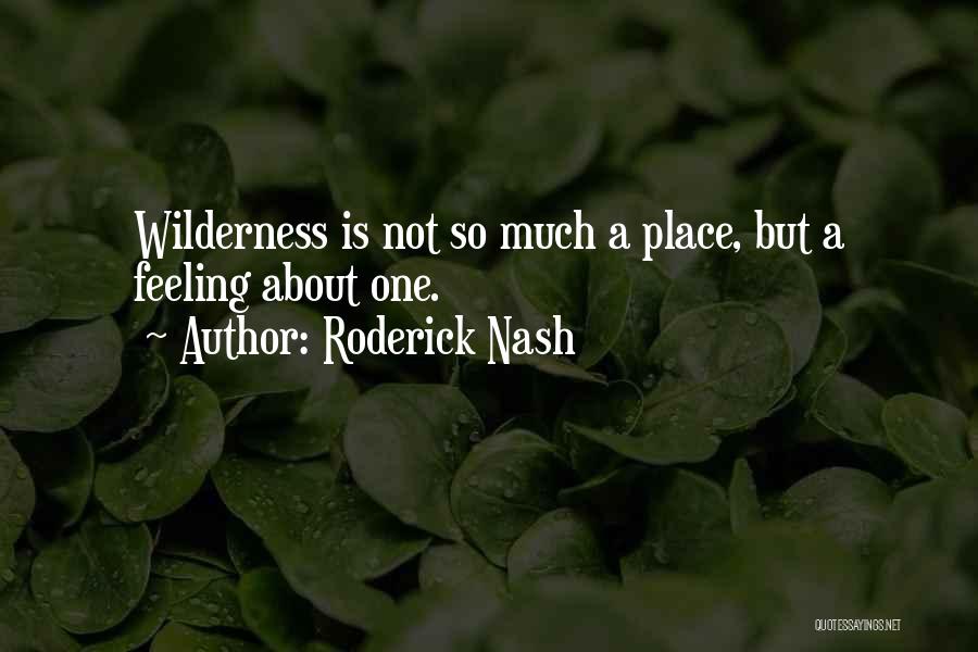 Roderick Nash Quotes: Wilderness Is Not So Much A Place, But A Feeling About One.
