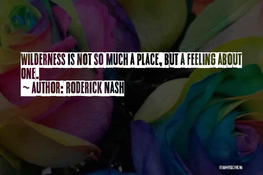 Roderick Nash Quotes: Wilderness Is Not So Much A Place, But A Feeling About One.