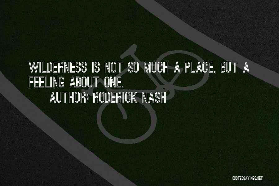 Roderick Nash Quotes: Wilderness Is Not So Much A Place, But A Feeling About One.