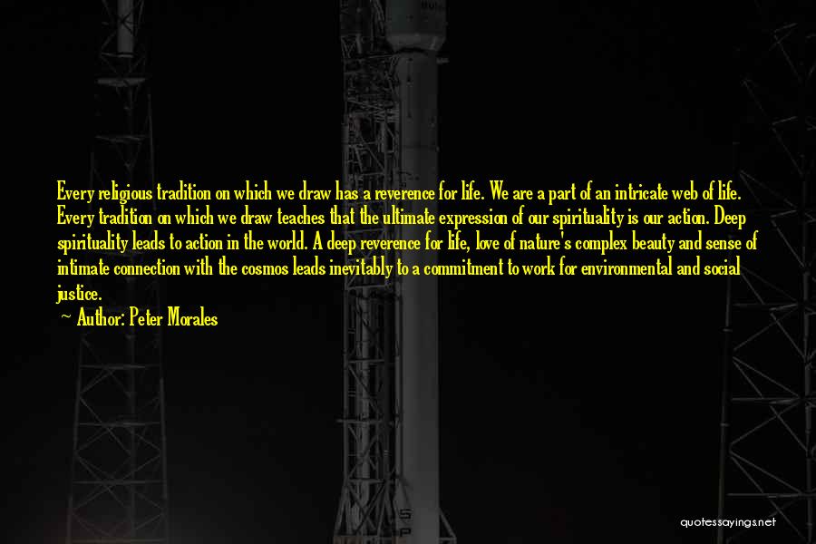 Peter Morales Quotes: Every Religious Tradition On Which We Draw Has A Reverence For Life. We Are A Part Of An Intricate Web