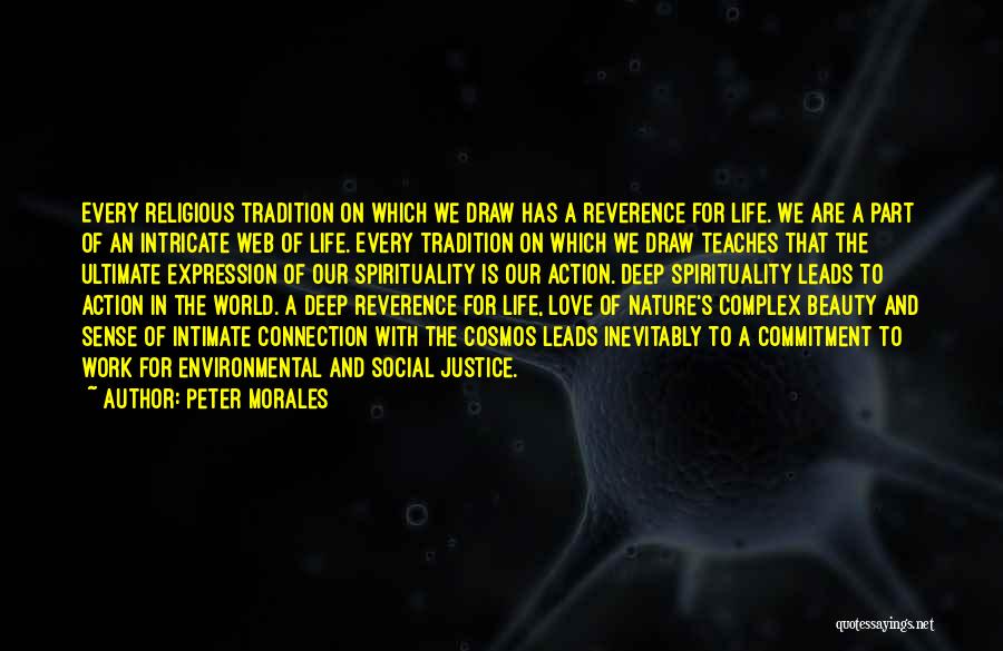 Peter Morales Quotes: Every Religious Tradition On Which We Draw Has A Reverence For Life. We Are A Part Of An Intricate Web