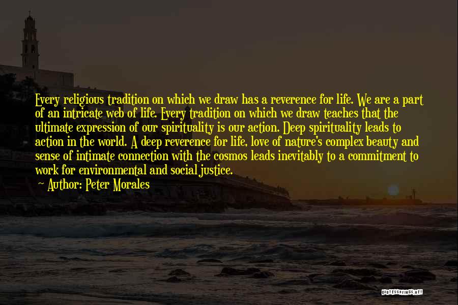 Peter Morales Quotes: Every Religious Tradition On Which We Draw Has A Reverence For Life. We Are A Part Of An Intricate Web