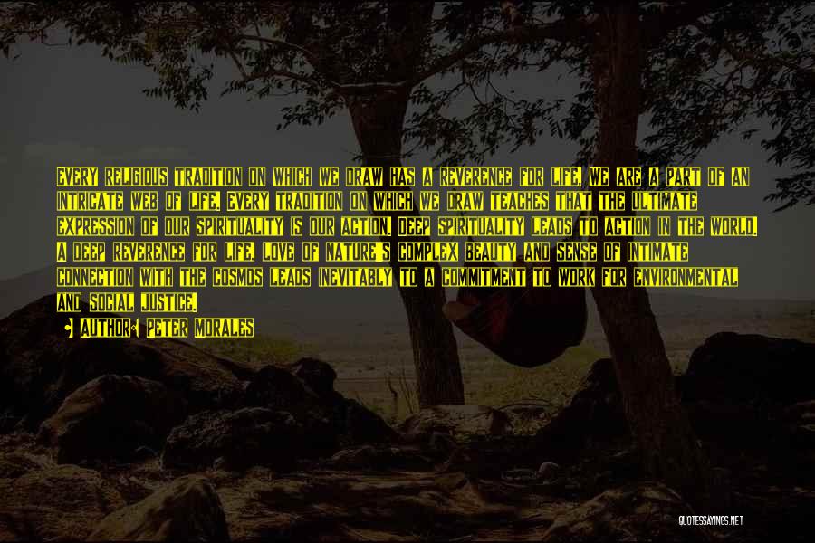 Peter Morales Quotes: Every Religious Tradition On Which We Draw Has A Reverence For Life. We Are A Part Of An Intricate Web