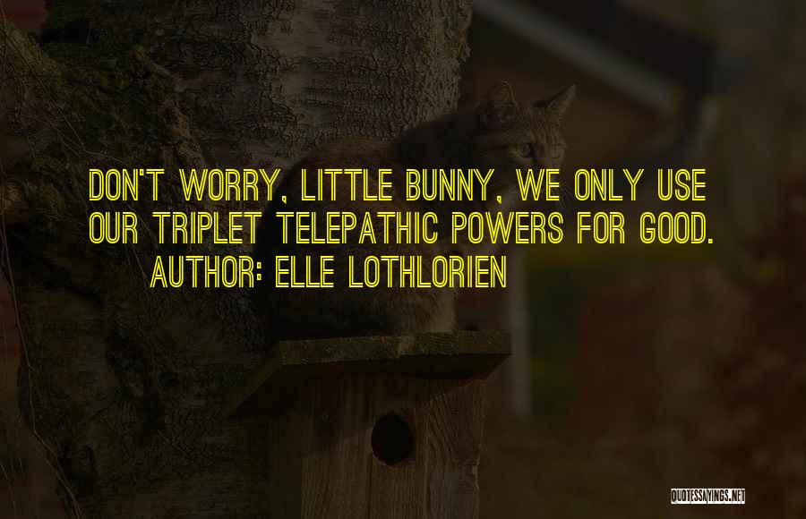 Elle Lothlorien Quotes: Don't Worry, Little Bunny, We Only Use Our Triplet Telepathic Powers For Good.