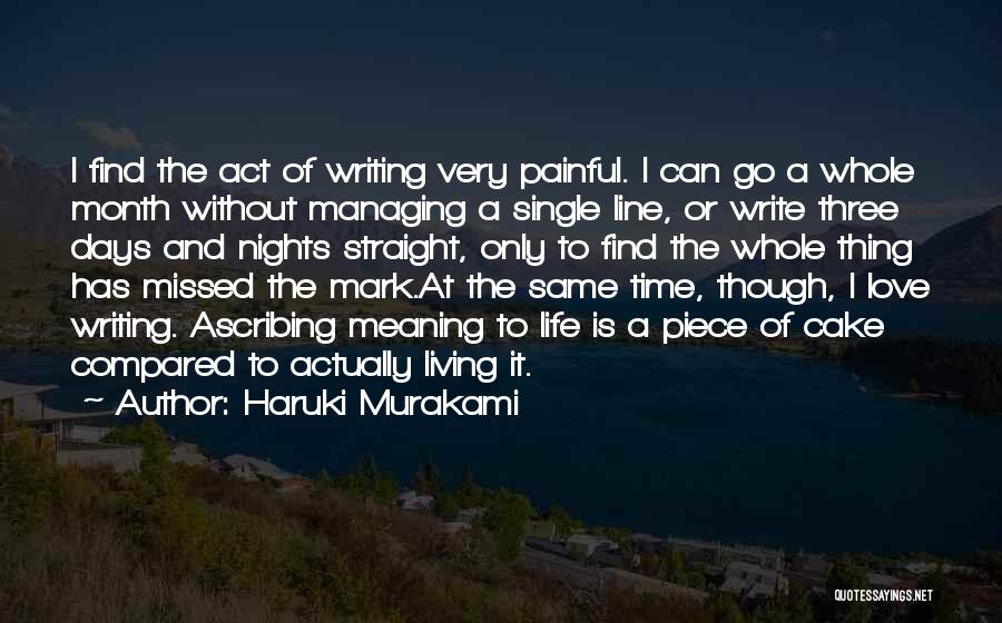 Haruki Murakami Quotes: I Find The Act Of Writing Very Painful. I Can Go A Whole Month Without Managing A Single Line, Or