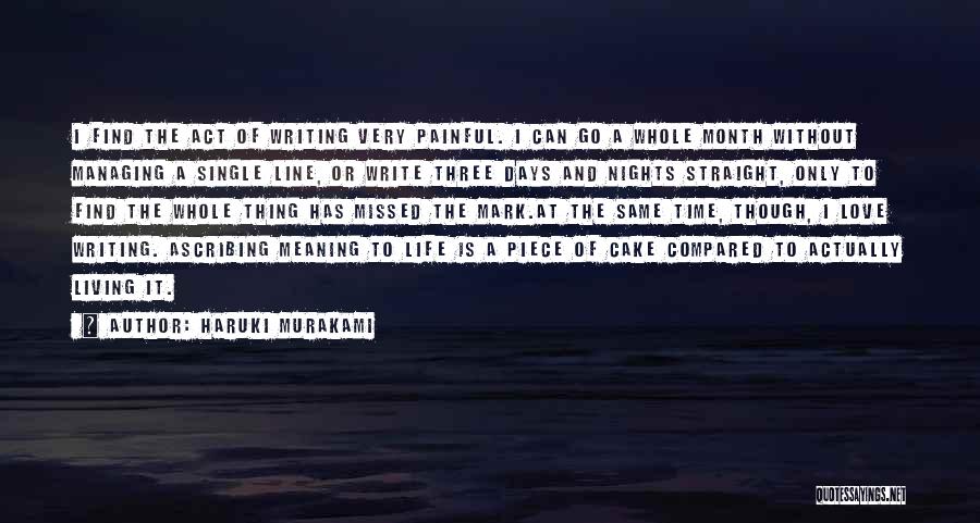 Haruki Murakami Quotes: I Find The Act Of Writing Very Painful. I Can Go A Whole Month Without Managing A Single Line, Or