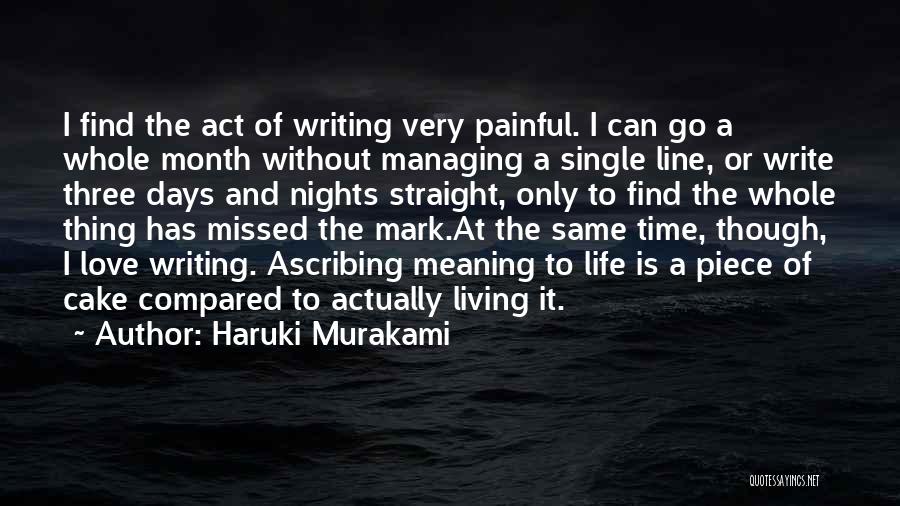 Haruki Murakami Quotes: I Find The Act Of Writing Very Painful. I Can Go A Whole Month Without Managing A Single Line, Or