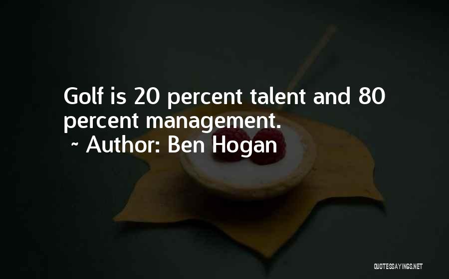 Ben Hogan Quotes: Golf Is 20 Percent Talent And 80 Percent Management.