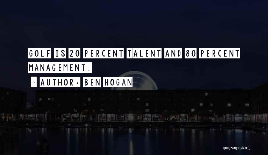 Ben Hogan Quotes: Golf Is 20 Percent Talent And 80 Percent Management.