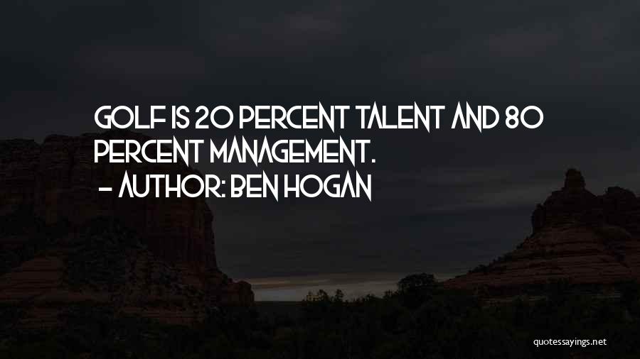 Ben Hogan Quotes: Golf Is 20 Percent Talent And 80 Percent Management.