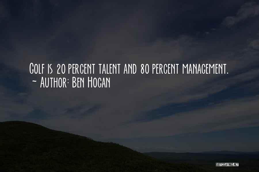 Ben Hogan Quotes: Golf Is 20 Percent Talent And 80 Percent Management.