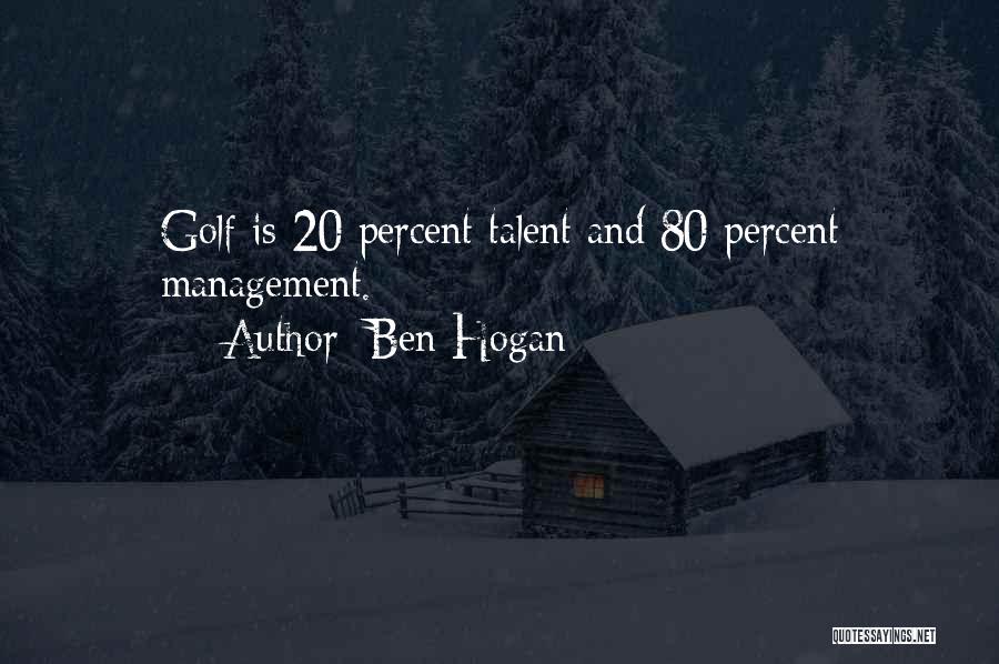 Ben Hogan Quotes: Golf Is 20 Percent Talent And 80 Percent Management.