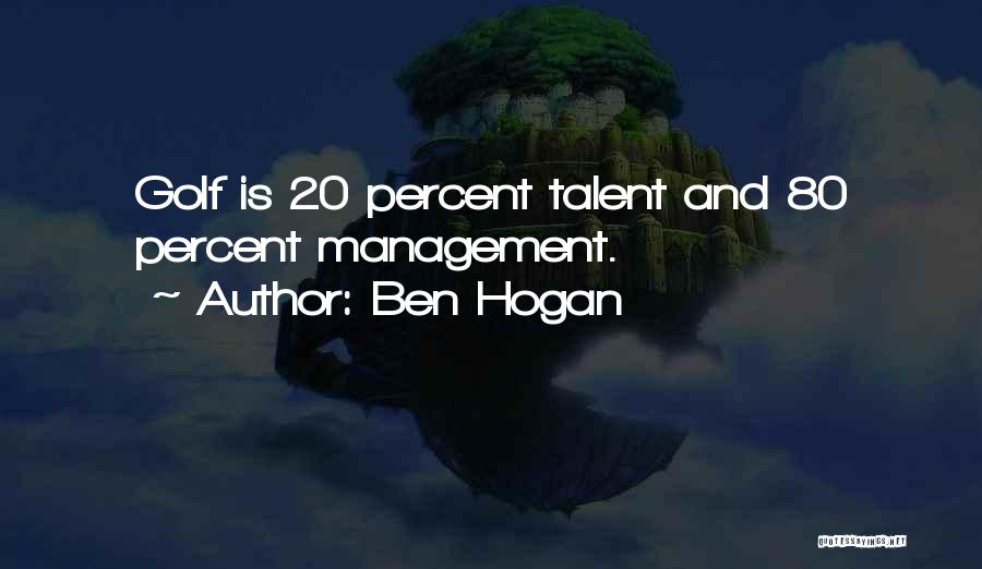 Ben Hogan Quotes: Golf Is 20 Percent Talent And 80 Percent Management.