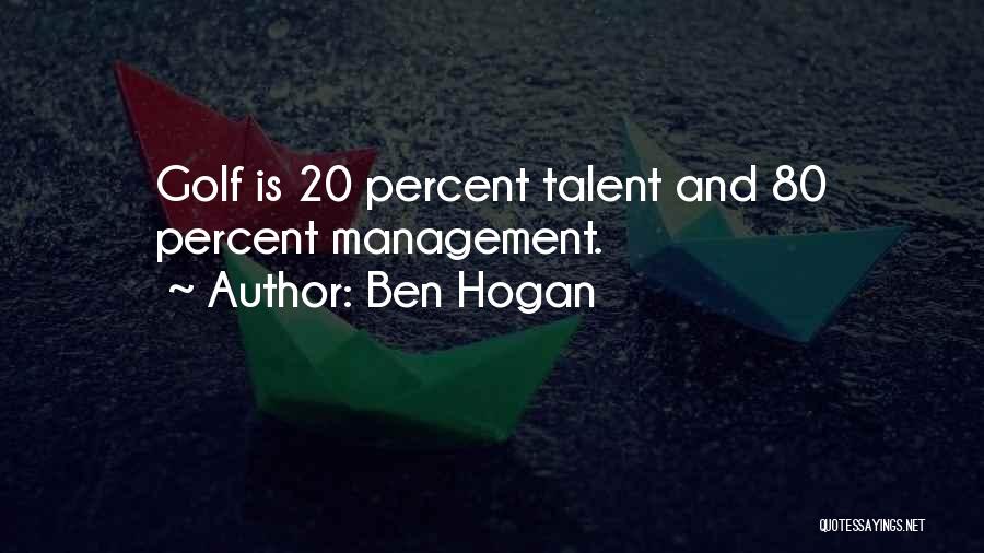 Ben Hogan Quotes: Golf Is 20 Percent Talent And 80 Percent Management.