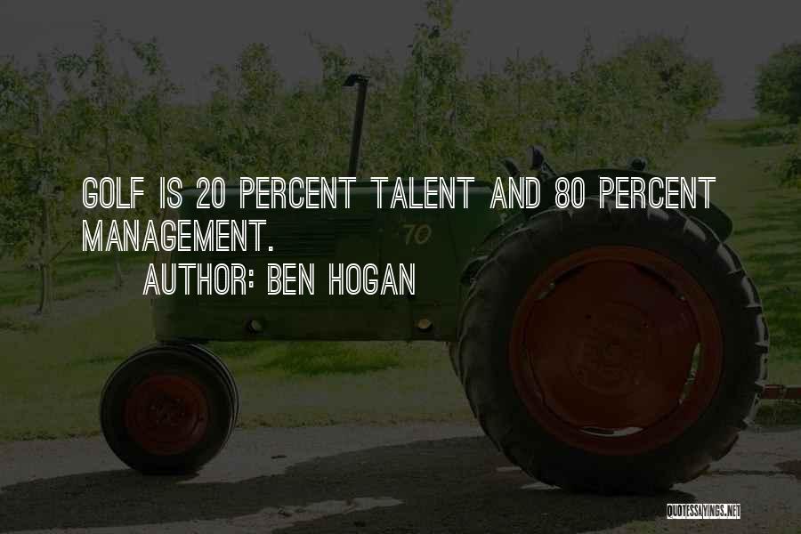 Ben Hogan Quotes: Golf Is 20 Percent Talent And 80 Percent Management.