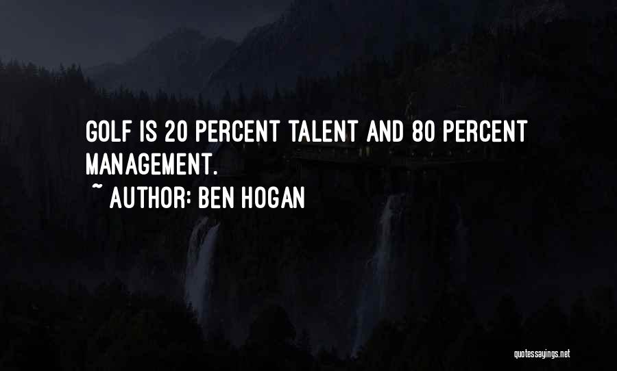 Ben Hogan Quotes: Golf Is 20 Percent Talent And 80 Percent Management.