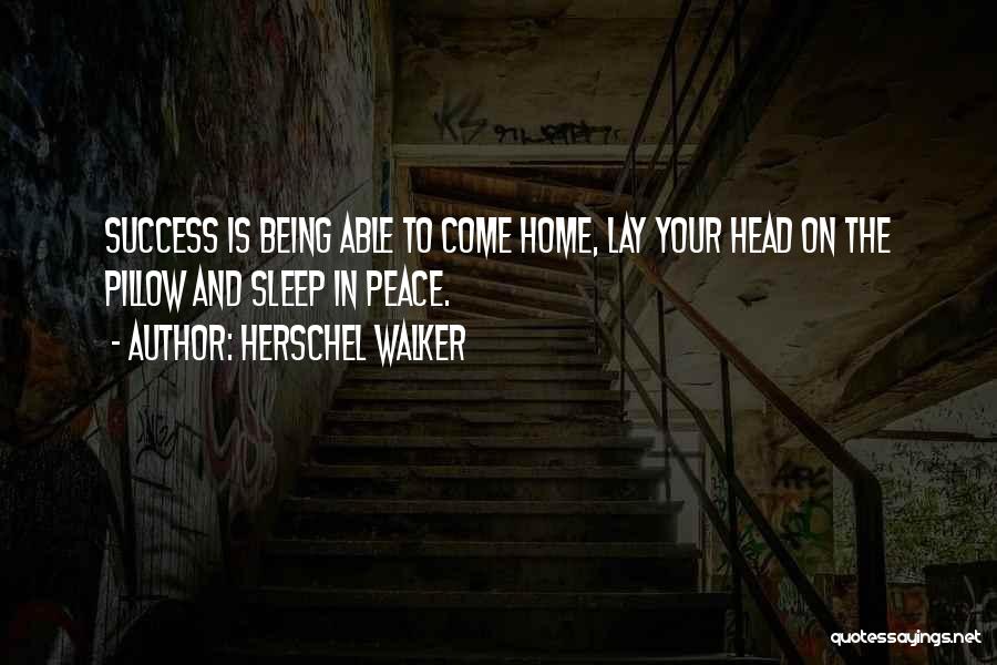 Herschel Walker Quotes: Success Is Being Able To Come Home, Lay Your Head On The Pillow And Sleep In Peace.