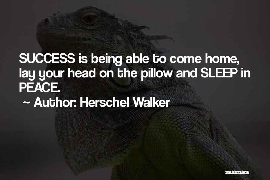 Herschel Walker Quotes: Success Is Being Able To Come Home, Lay Your Head On The Pillow And Sleep In Peace.