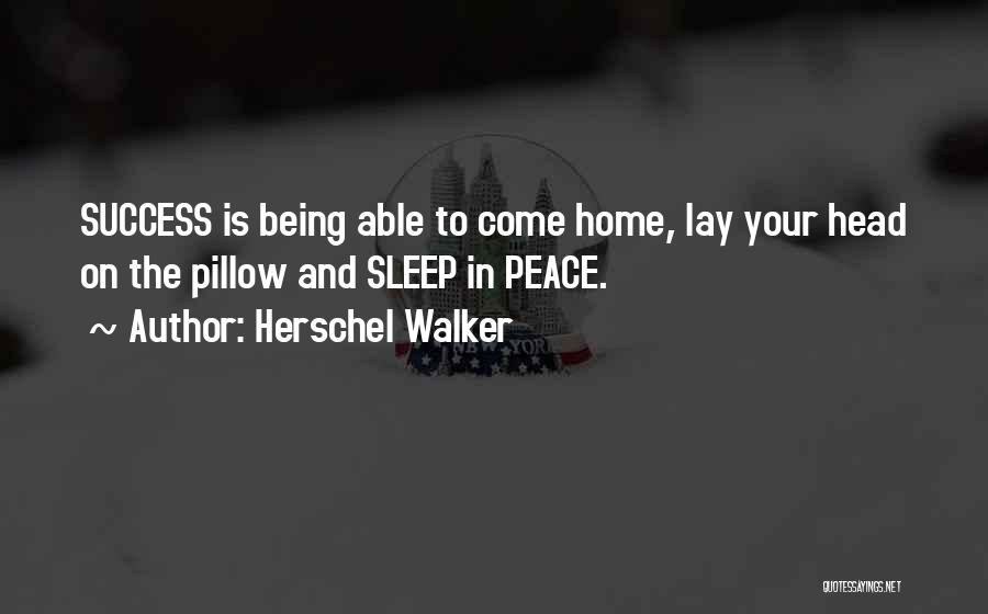 Herschel Walker Quotes: Success Is Being Able To Come Home, Lay Your Head On The Pillow And Sleep In Peace.