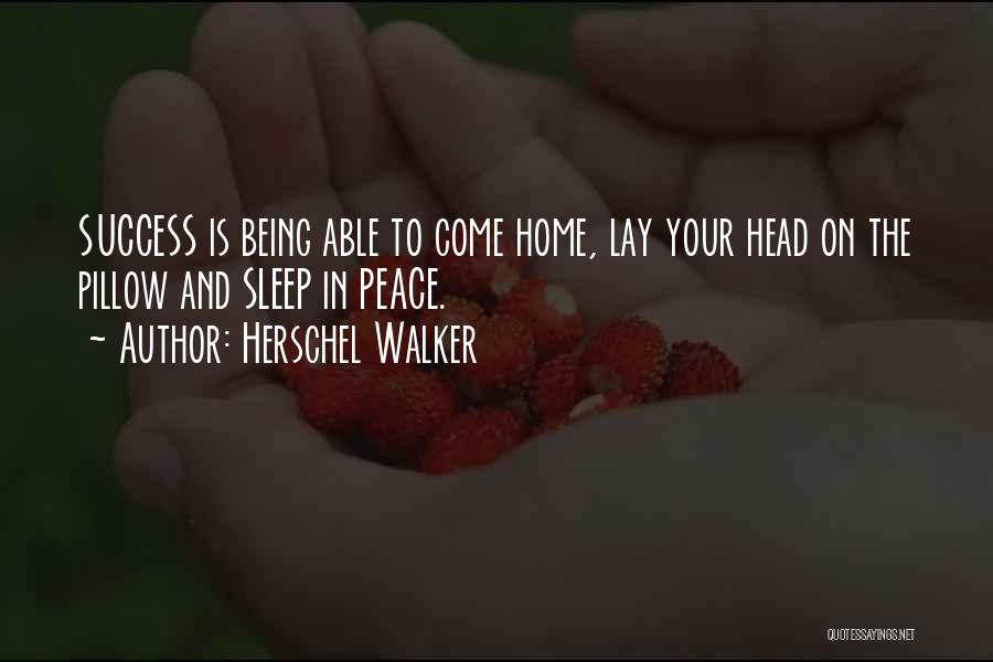 Herschel Walker Quotes: Success Is Being Able To Come Home, Lay Your Head On The Pillow And Sleep In Peace.