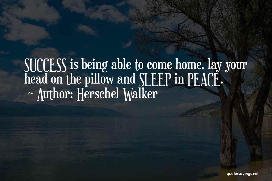 Herschel Walker Quotes: Success Is Being Able To Come Home, Lay Your Head On The Pillow And Sleep In Peace.