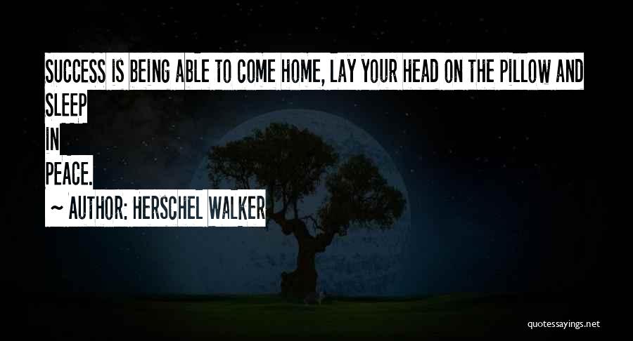 Herschel Walker Quotes: Success Is Being Able To Come Home, Lay Your Head On The Pillow And Sleep In Peace.