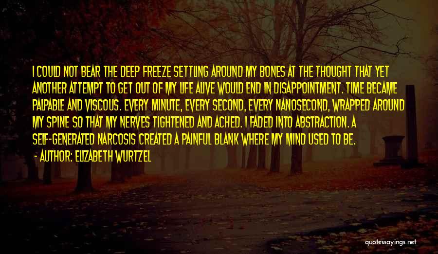 Elizabeth Wurtzel Quotes: I Could Not Bear The Deep Freeze Settling Around My Bones At The Thought That Yet Another Attempt To Get