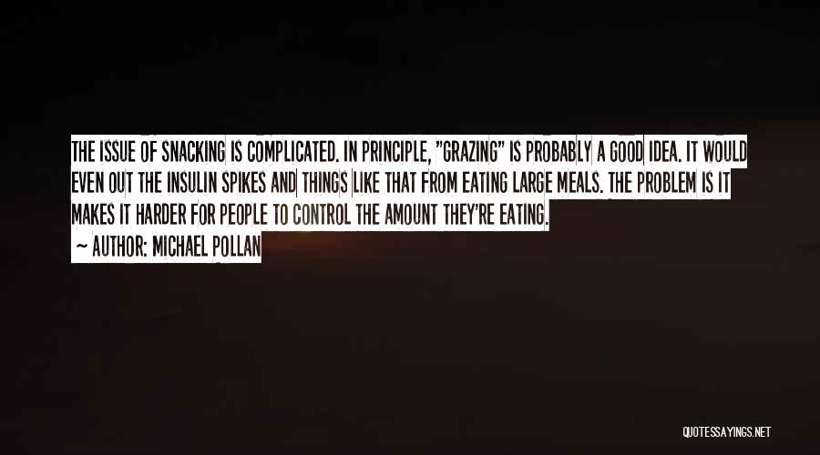 Michael Pollan Quotes: The Issue Of Snacking Is Complicated. In Principle, Grazing Is Probably A Good Idea. It Would Even Out The Insulin