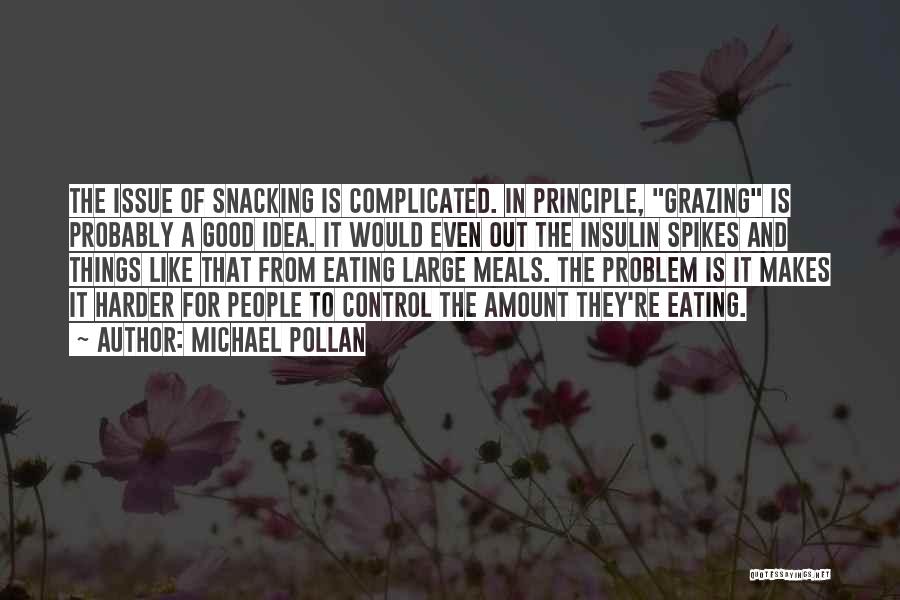 Michael Pollan Quotes: The Issue Of Snacking Is Complicated. In Principle, Grazing Is Probably A Good Idea. It Would Even Out The Insulin