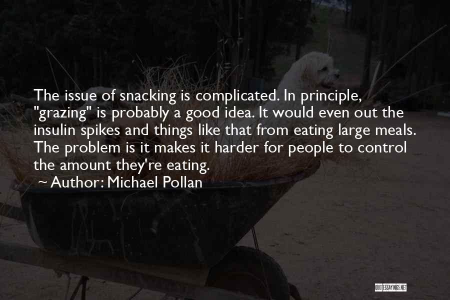 Michael Pollan Quotes: The Issue Of Snacking Is Complicated. In Principle, Grazing Is Probably A Good Idea. It Would Even Out The Insulin