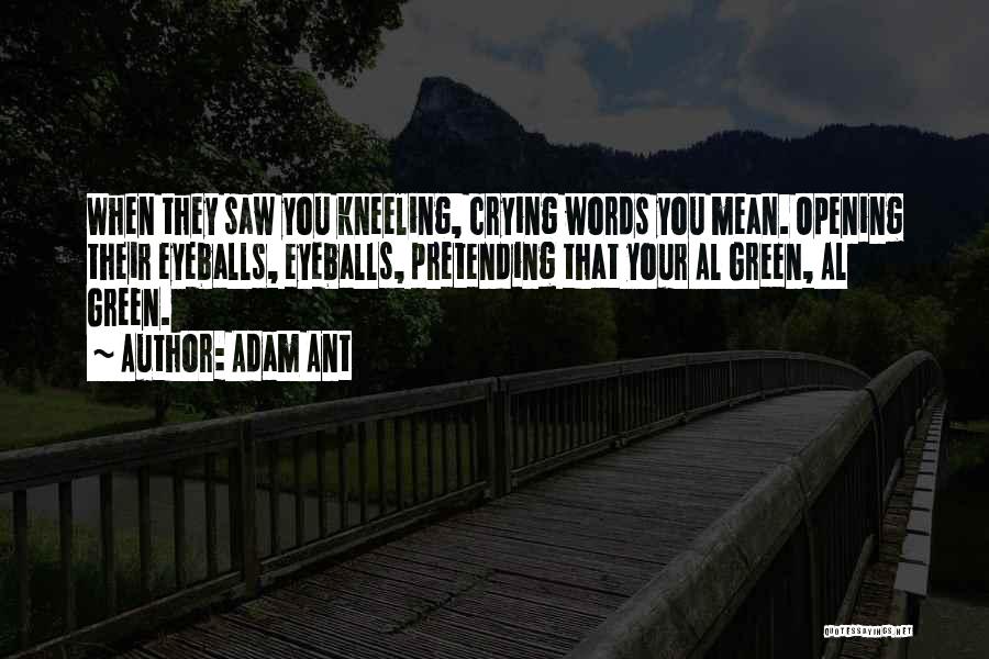 Adam Ant Quotes: When They Saw You Kneeling, Crying Words You Mean. Opening Their Eyeballs, Eyeballs, Pretending That Your Al Green, Al Green.