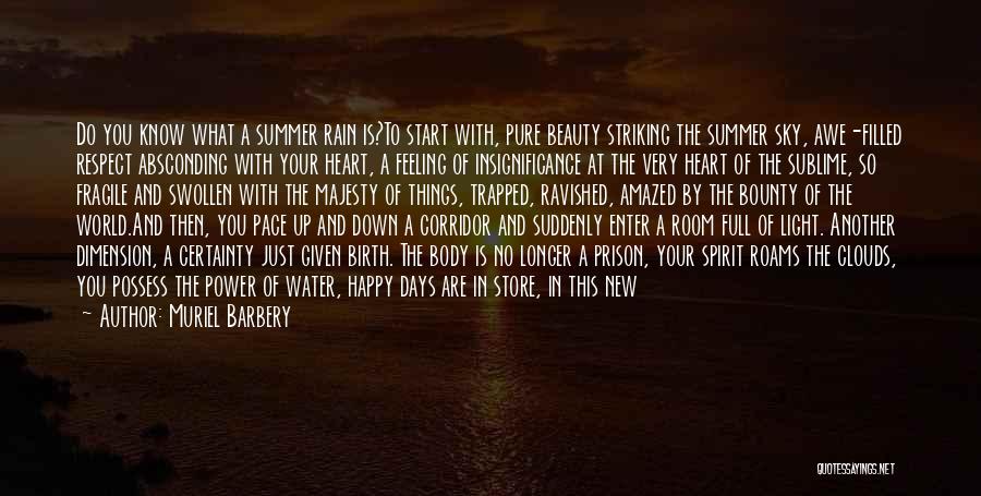 Muriel Barbery Quotes: Do You Know What A Summer Rain Is?to Start With, Pure Beauty Striking The Summer Sky, Awe-filled Respect Absconding With