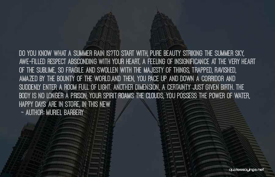 Muriel Barbery Quotes: Do You Know What A Summer Rain Is?to Start With, Pure Beauty Striking The Summer Sky, Awe-filled Respect Absconding With