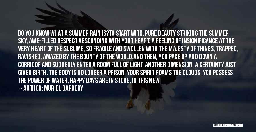 Muriel Barbery Quotes: Do You Know What A Summer Rain Is?to Start With, Pure Beauty Striking The Summer Sky, Awe-filled Respect Absconding With