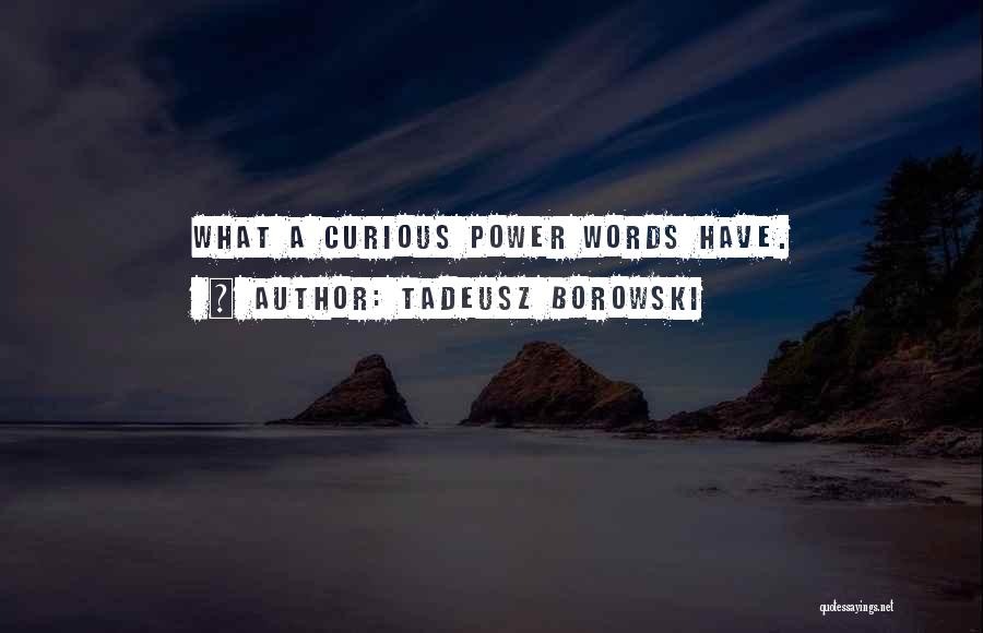 Tadeusz Borowski Quotes: What A Curious Power Words Have.