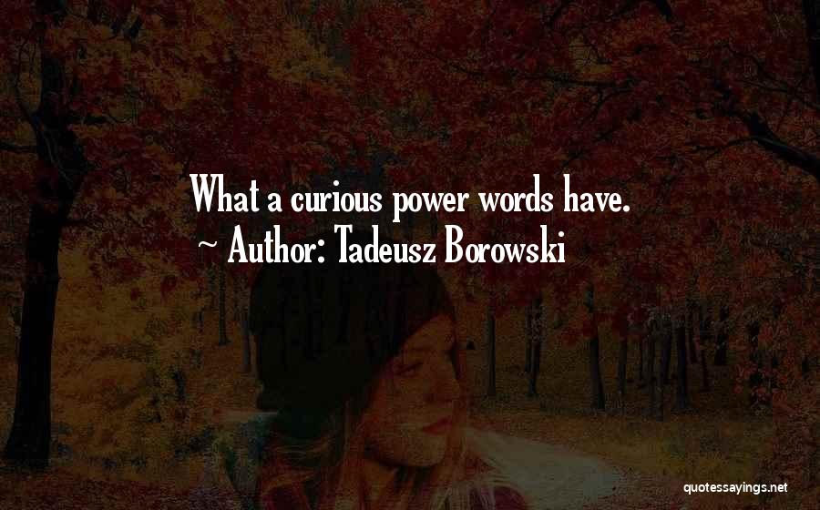 Tadeusz Borowski Quotes: What A Curious Power Words Have.