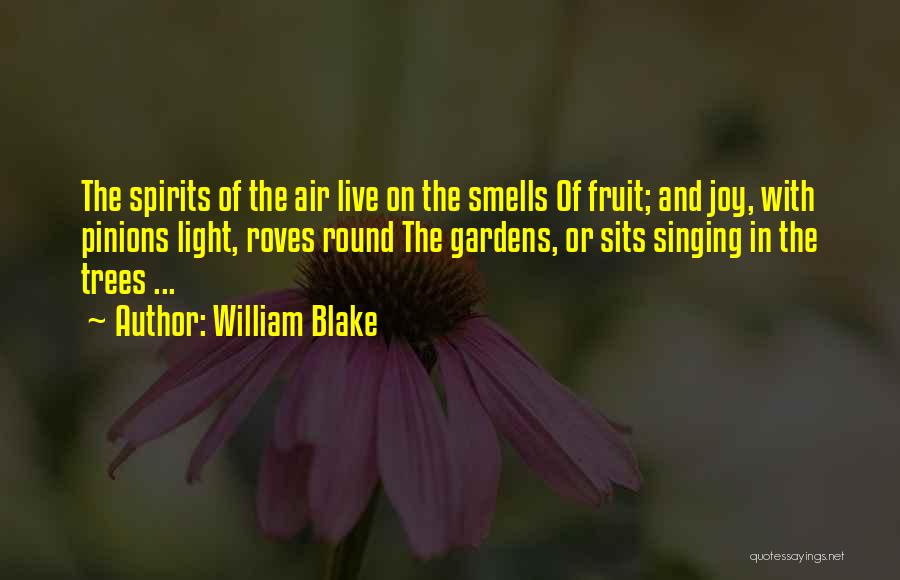 William Blake Quotes: The Spirits Of The Air Live On The Smells Of Fruit; And Joy, With Pinions Light, Roves Round The Gardens,