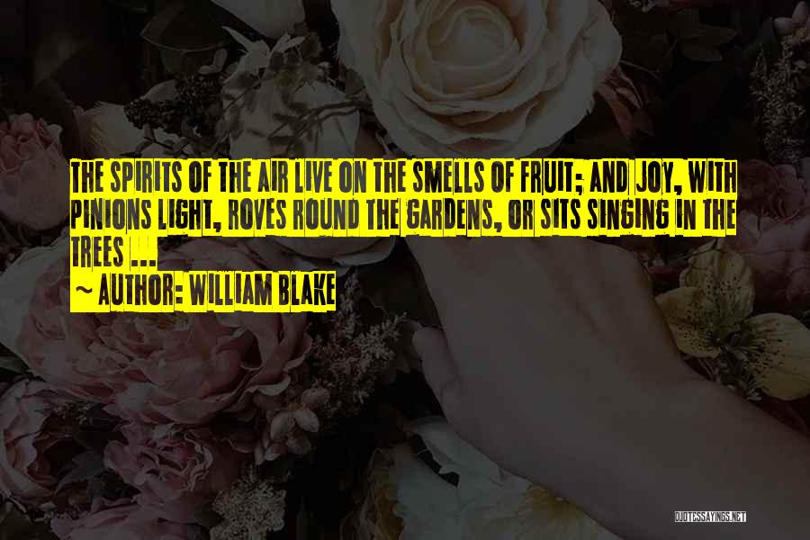 William Blake Quotes: The Spirits Of The Air Live On The Smells Of Fruit; And Joy, With Pinions Light, Roves Round The Gardens,