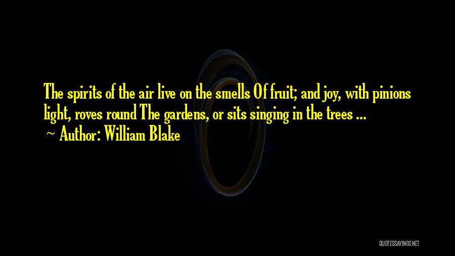 William Blake Quotes: The Spirits Of The Air Live On The Smells Of Fruit; And Joy, With Pinions Light, Roves Round The Gardens,