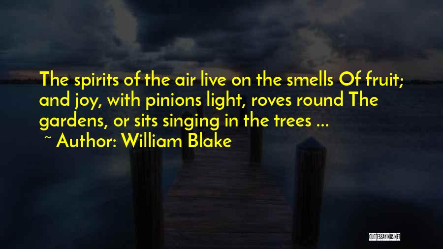 William Blake Quotes: The Spirits Of The Air Live On The Smells Of Fruit; And Joy, With Pinions Light, Roves Round The Gardens,
