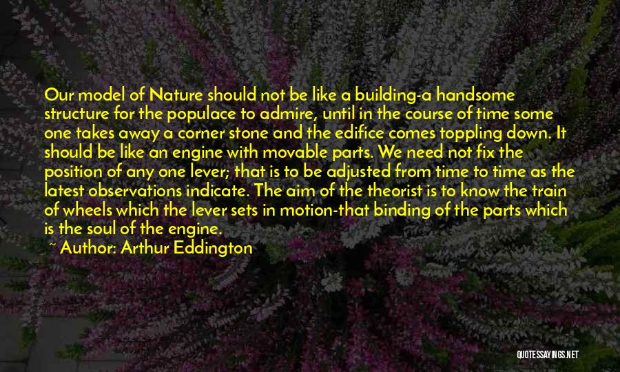 Arthur Eddington Quotes: Our Model Of Nature Should Not Be Like A Building-a Handsome Structure For The Populace To Admire, Until In The